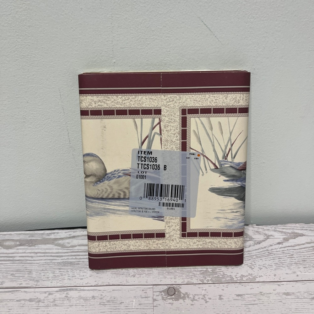 Vintage Duck Waterfowl Wallpaper Border Burgundy Cream TCS1036 B New